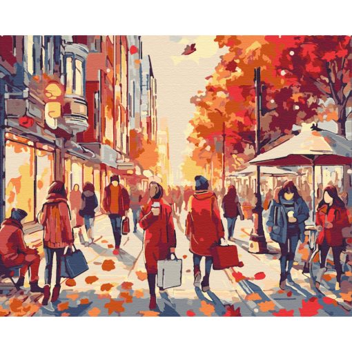 Őszi sétány - Számfestő készlet kereten 40x50