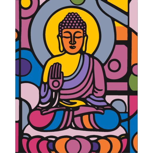 Színes Buddha 1 - Számfestő készlet kereten 40x50