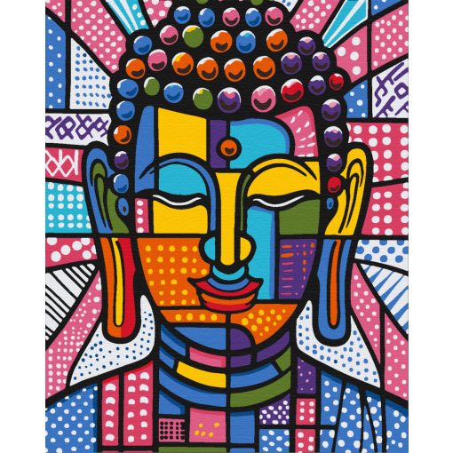 Színes Buddha 3 - Számfestő készlet kereten 40x50