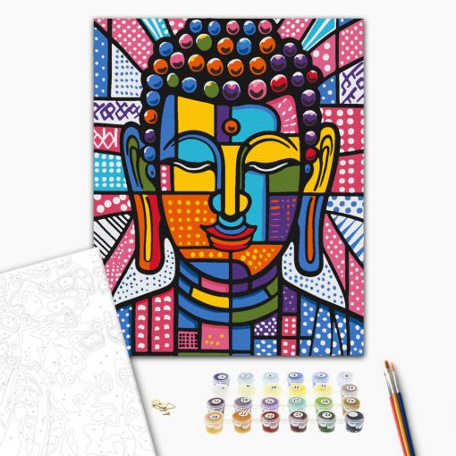 Színes Buddha 3 - Számfestő készlet kereten 40x50