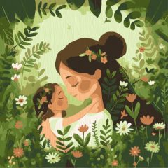Anyai ölelés - Számfestő készlet kereten 40x40