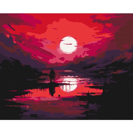 Vérvörös éjszaka - Számfestő készlet kereten 40x50