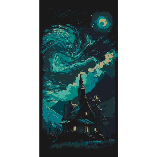 Viskó az éjszakában - 2 darabos számfestő készlet