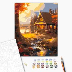   Őszi hangulat a hegyekben - Számfestő készlet kereten 40x50