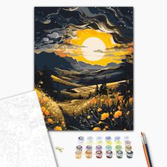   Goldene Abendlichter - Malen-nach-Zahlen-Set auf Keilrahmen 40x50