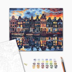   Amszterdami tükröződés - Számfestő készlet kereten 40x50