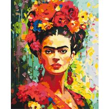 Frida virágok között - Számfestő készlet kereten 40x50