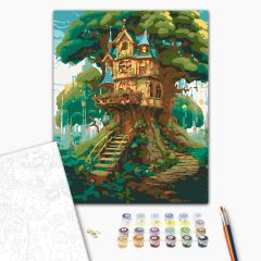 Mesebeli faház - Számfestő készlet kereten 40x50