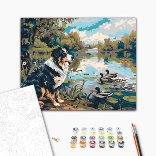 A kacsák őrzője - Számfestő készlet kereten 40x50