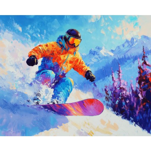 Adrenalin a hegyekben - Számfestő készlet kereten 40x50