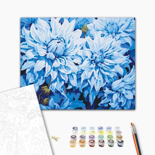 Azúr krizanténok - Számfestő készlet kereten 40x50