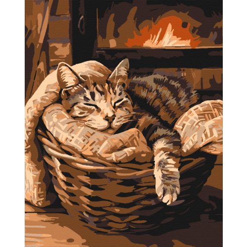 Cukiság a kandallónál 1 - Számfestő készlet kereten 40x50