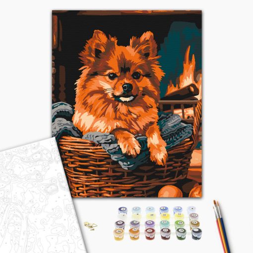 Cukiság a kandallónál 2 - Számfestő készlet kereten 40x50