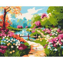 Virágzó kert - Számfestő készlet kereten 40x50