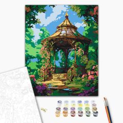 Virágzó pavilon - Számfestő készlet kereten 40x50