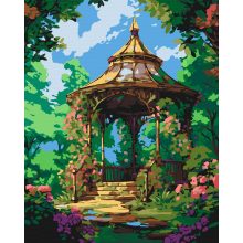 Virágzó pavilon - Számfestő készlet kereten 40x50