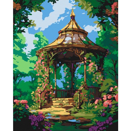 Virágzó pavilon - Számfestő készlet kereten 40x50
