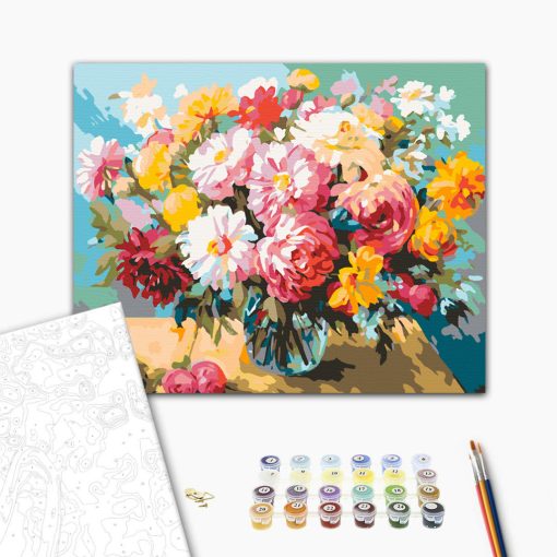 Virág csendélet - Számfestő készlet kereten 40x50