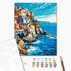 Tengeri város - Számfestő készlet kereten 40x50