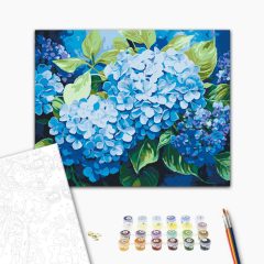 Kék hortenzia - Számfestő készlet kereten 40x50
