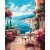 Kék égbolt kikötője - Számfestő készlet kereten 40x50