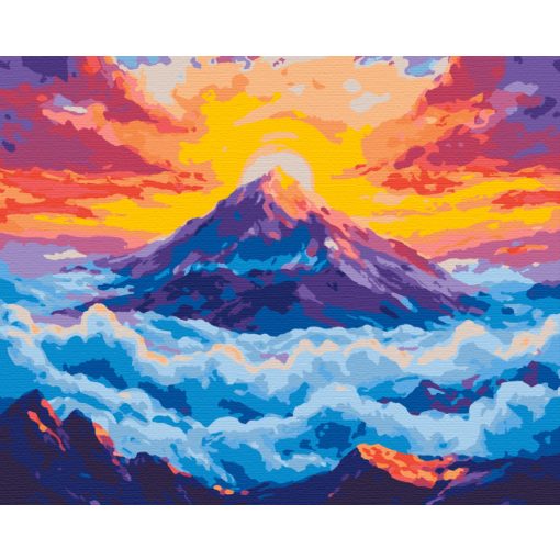 Felhős hegycsúcs - Számfestő készlet kereten 40x50