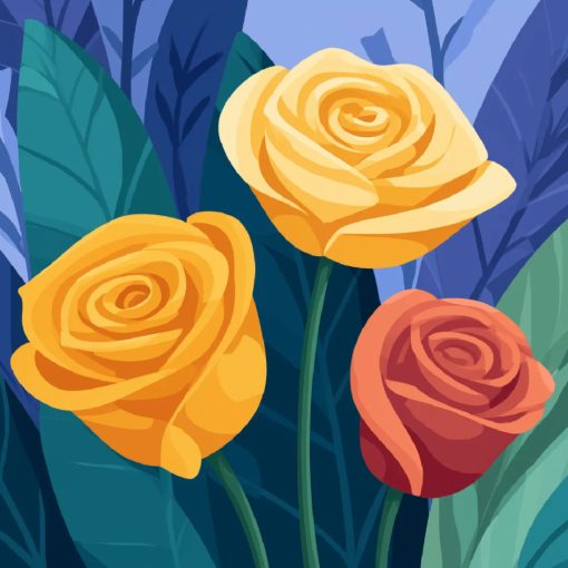 Színes rózsák - Számfestő készlet kereten 40x40