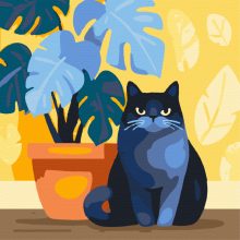 Szoba cica 2 - Számfestő készlet kereten 40x40