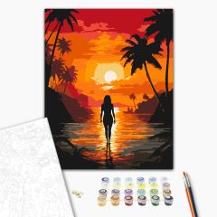 Naplemente az öbölben - Számfestő készlet kereten 40x50