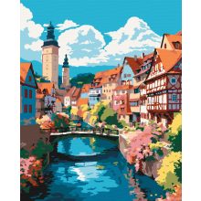 Mesebeli kisváros - Számfestő készlet kereten 40x50