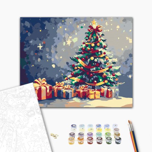 Karácsonyfa - Számfestő készlet kereten 40x50