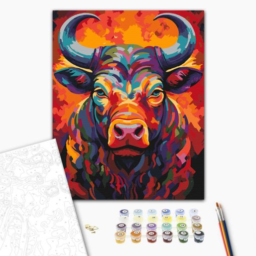 Színes bika - Számfestő készlet kereten 40x50