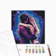   Ölelés a csillagok alatt - Számfestő készlet kereten 40x40