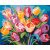 Színes tulipán csokor - Számfestő készlet kereten 40x50