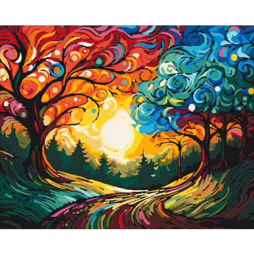 Absztrakt ösvény - Számfestő készlet kereten 40x50