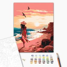 Séta a tengerparton - Számfestő készlet kereten 40x50