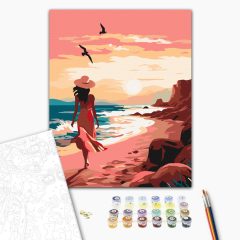 Séta a tengerparton - Számfestő készlet kereten 40x50