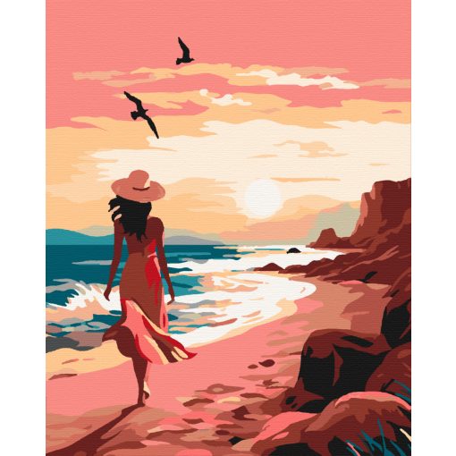 Séta a tengerparton - Számfestő készlet kereten 40x50