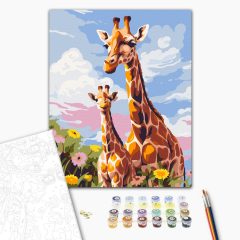 Virágos zsiráfok - Számfestő készlet kereten 40x50