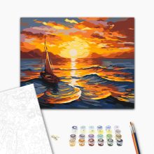 Vitorlás a tengeren - Számfestő készlet kereten 40x50