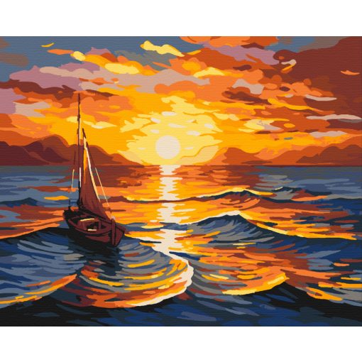Vitorlás a tengeren - Számfestő készlet kereten 40x50