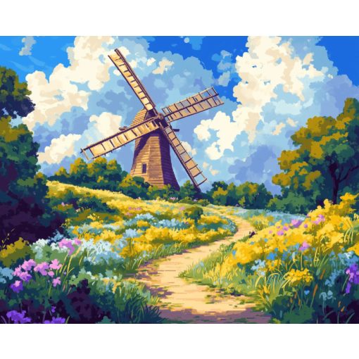 Szélmalom - Számfestő készlet kereten 40x50