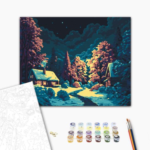 Téli este - Számfestő készlet kereten 40x50