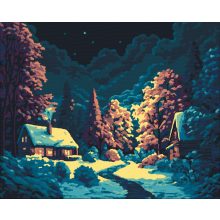 Téli este - Számfestő készlet kereten 40x50