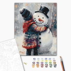 Téli barát - Számfestő készlet kereten 40x50