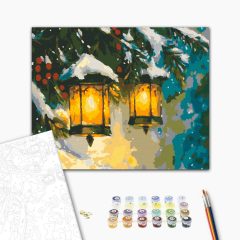 Téli lámpák - Számfestő készlet kereten 40x50