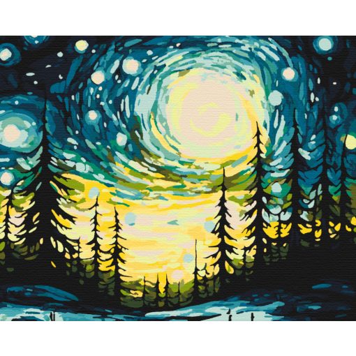 Téli éjszaka - Számfestő készlet kereten 40x50
