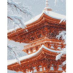 Téli pagoda - Számfestő készlet kereten 40x50