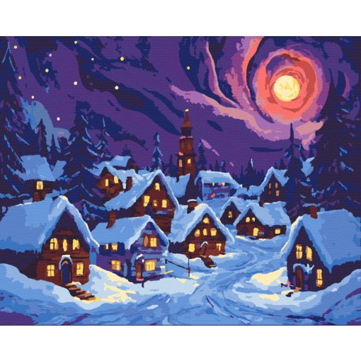 Téli falu - Számfestő készlet kereten 40x50