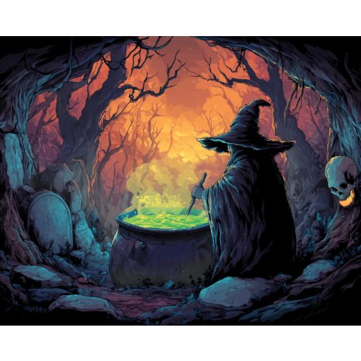 Az erdő boszorkánya - Számfestő készlet kereten 40x50